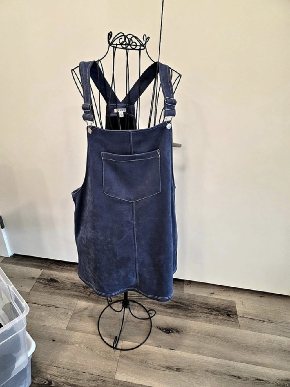 A.U.W Mini Overall Dress in Blue Size XL Like New
